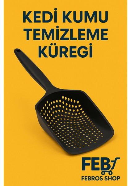 Siyah Kedi Kum Küreği, Kedi Kumu Temizleme Küreği Dayanıklı Kedi Tuvalet Küreği Elekli Kum Kürek