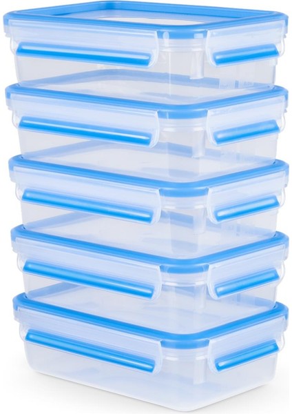 Masterseal Fresh 5'li Saklama Kabı Seti Mavi Bakteri Oluşumunu Engelleyen Tasarım