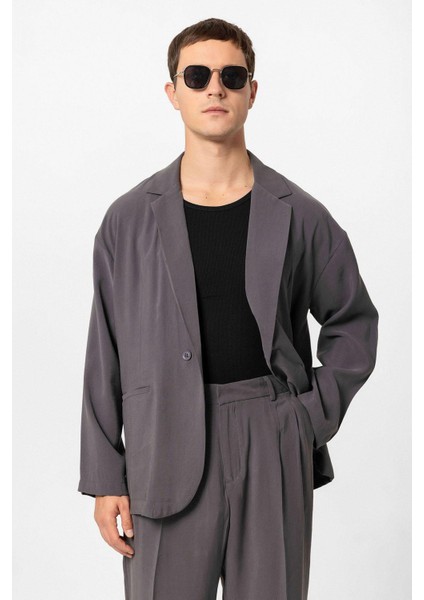 Antrasit Oversize Astarsız Erkek Blazer Ceket