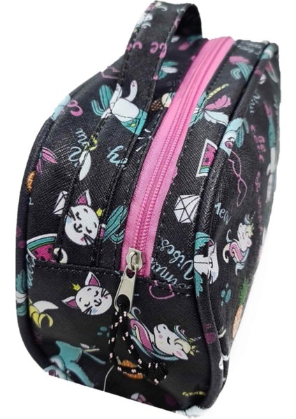 Şık Siyah Çok Amaçlı Seyahat ve Bakım Çantası