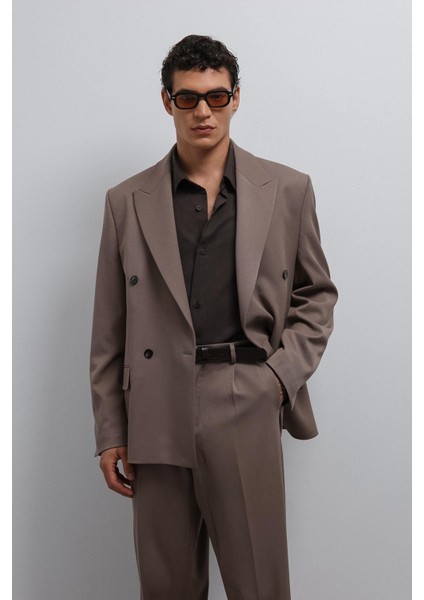 Vizon Relax Fit Kruvaze Erkek Blazer Ceket