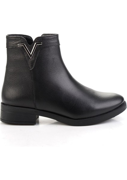 Siyah Hakiki Deri Kadın Bot & Bootie K02645012203