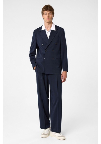 Lacivert Relax Fit Kruvaze Erkek Blazer Ceket fiyatları