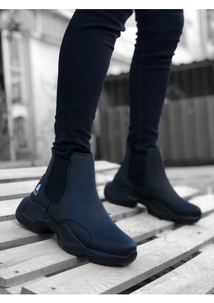 ET0444 Bağcıksız Rahat Yüksek Taban Siyah Erkek Spor Yarım Bilek Bot fiyatları