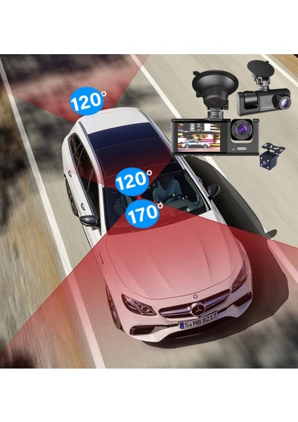 Pro CC33 1080P Full Hd Araç Içi Kamera Ön Arka ve Iç Kayıt 3 Kamera Gece Görüşlü G Sensör Geniş Açı fırsatları
