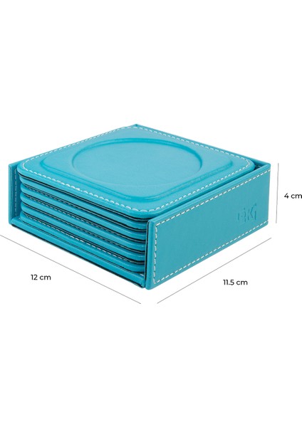 Bardak Altlığı,6’lı Set,masaüstü Yuvarlak Cup Coaster,vegan Suni DERI,11X11 Cm.,turkuaz modelleri