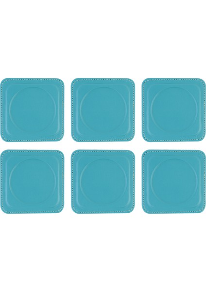 Bardak Altlığı,6’lı Set,masaüstü Yuvarlak Cup Coaster,vegan Suni DERI,11X11 Cm.,turkuaz fırsatları