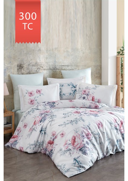 Royal Saten King Size (Battal Boy) 300TC Nevresim Takımı - Rosalinda