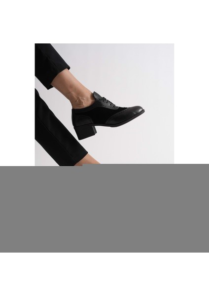 Kadın Hakiki Deri Topuklu Oxford Ayakkabı - Siyah fiyatları