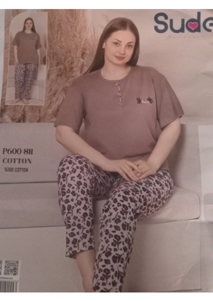 Battal Kısa Kollu Kadın Pijama Takımı