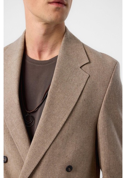 Kahve Relax Fit Kruvaze Crop Erkek Blazer Ceket indirimleri