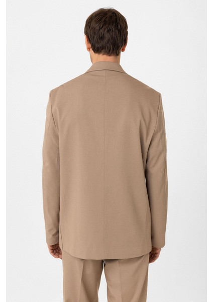 Bej Relax Fit Kruvaze Kapama Erkek Teknik Blazer Ceket indirimleri