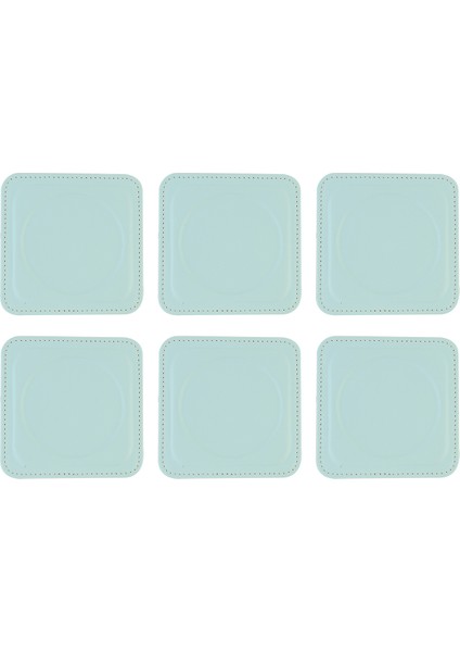 Bardak Altlığı,6’lı Set,masaüstü Yuvarlak Cup Coaster,vegan Suni DERI,11X11 Cm.,su Yeşili fırsatları