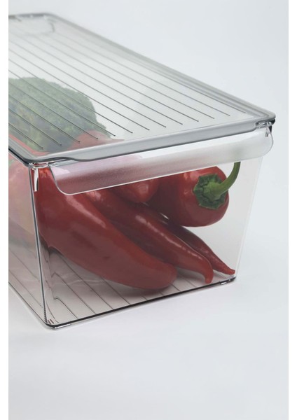 Kapaklı Büyük Boy Buzdolabı Düzenleyici Meyve Sebze Saklama Kabı Organizer 7 Litre x 3 Adet fiyatları