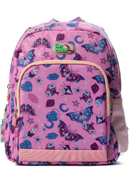Kelebek Desenli Çocuk Okul Çantası – Pembe, Su Itici ve Hafif