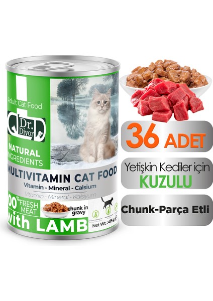 Dr. Diyor Kuzu Etli Yetişkin Kedi Maması 36 Adet