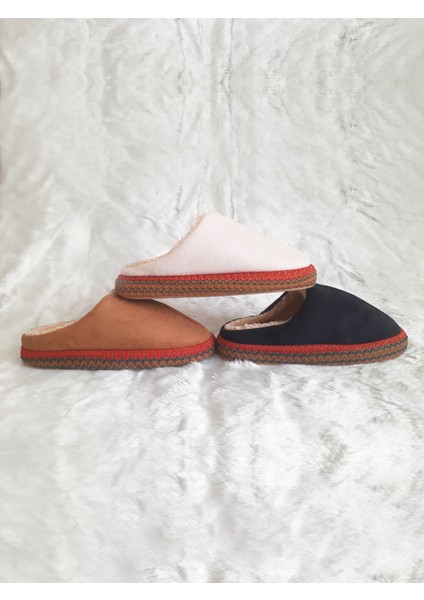 Renkli Örme Hasır Detaylı Peluşlu Kaymaz Kalın Tabanlı Misafirlik Çeyizlik Kışlık Kadın Ev Terliği indirimleri