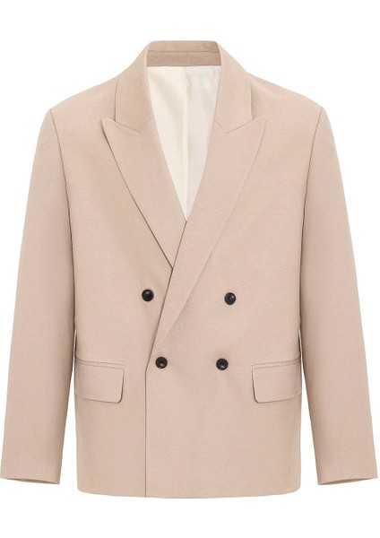 Bej Relax Fit Keten Karışımlı Erkek Blazer Ceket indirimleri