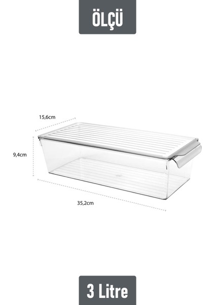 Kapaklı Buzdolabı Düzenleyici Meyve Sebze Saklama Kabı Organizer 3 Litre x 3 Adet fırsatları