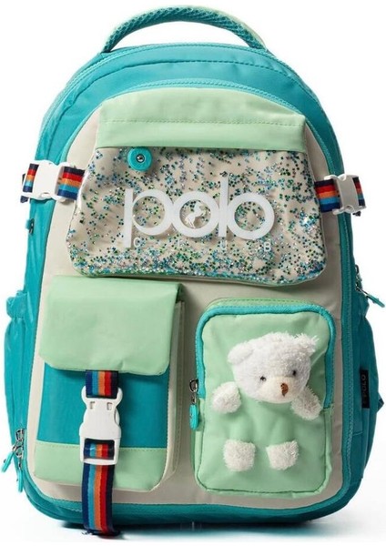 Polo Kız Çocuk Okul Çantası Pembe Mor Peluş Oyuncaklı Çok Gözlü