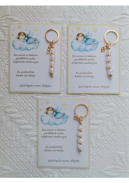 52 Adet Isme Özel Tasarım Beyaz Anahtarlık Hastane Yeni Doğan 40 Mevlidi Dağıtmalık Hediyelik modelleri