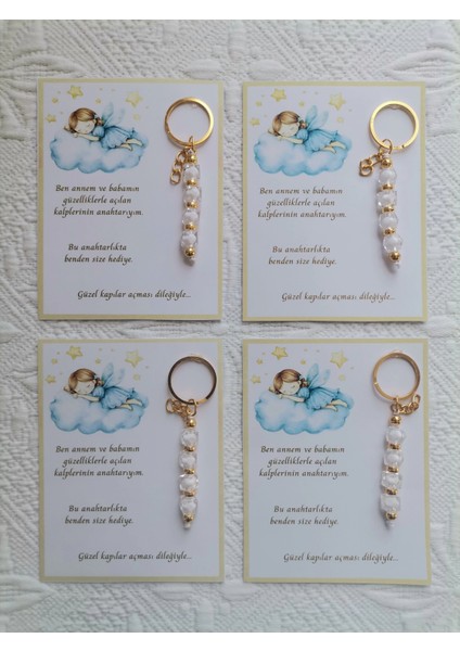 52 Adet Isme Özel Tasarım Beyaz Anahtarlık Hastane Yeni Doğan 40 Mevlidi Dağıtmalık Hediyelik fırsatları