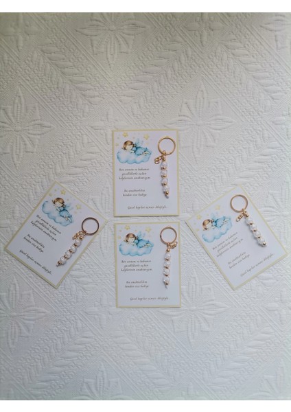 52 Adet Isme Özel Tasarım Beyaz Anahtarlık Hastane Yeni Doğan 40 Mevlidi Dağıtmalık Hediyelik indirimleri