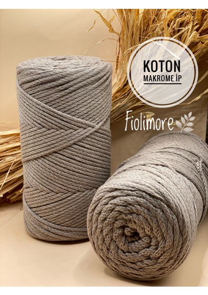 2`li Paket Premium %100 Koton Makrome Ipi (500 GRAM-310 Metre) 2 mm Çanta Ipi Supla Ipi 1.kalite