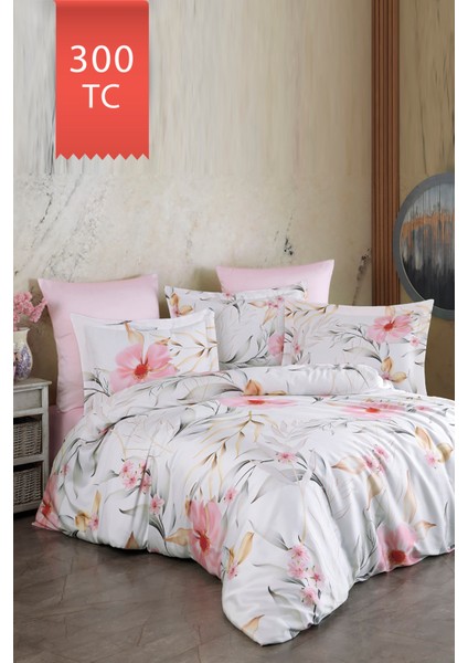 Royal Saten 300TC Nevresim Takımı (Çift Nevresimli) Family Size - Stella