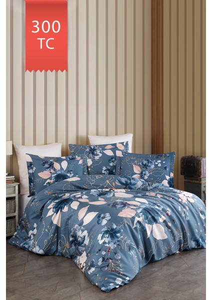 Royal Saten 300TC Nevresim Takımı (Çift Nevresimli) Family Size - Larissa