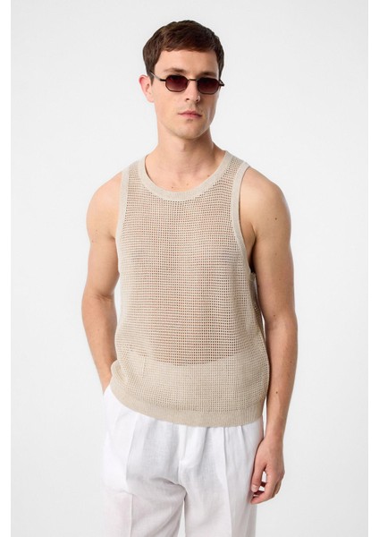 Ekru Triko Erkek Atlet