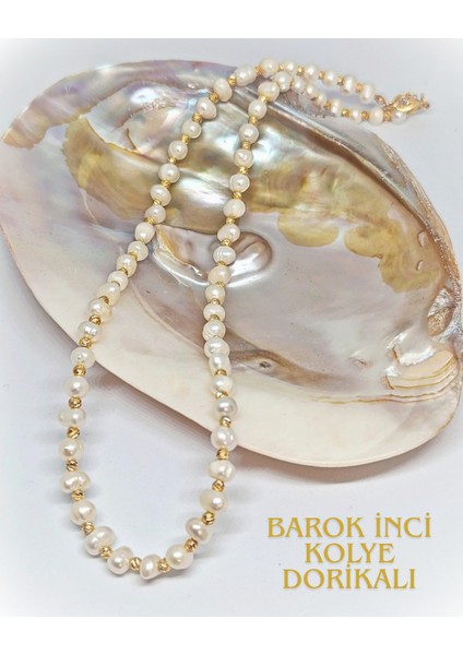 Barok Inci Kolye Dorikalı Marron Doğaltaş