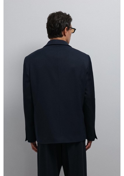 Lacivert Relax Fit Kruvaze Erkek Blazer Ceket fırsatları