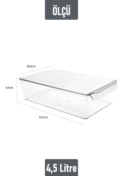 Kapaklı Buzdolabı Düzenleyici Meyve Sebze Saklama Kabı Organizer 4,5 Litre x 3 Adet fırsatları