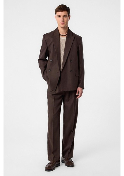 Kahve Relax Fit Keten Karışımlı Erkek Blazer Ceket fiyatları