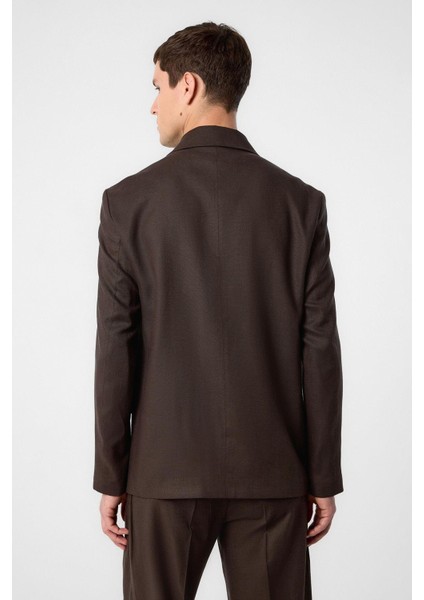 Kahve Relax Fit Keten Karışımlı Erkek Blazer Ceket fırsatları