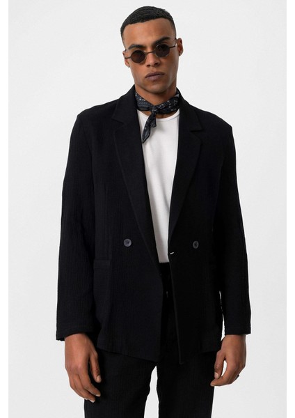 Siyah Kruvaze Kapama Astarsız Erkek Blazer Ceket fiyatları
