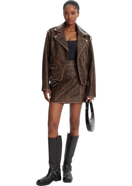 Charlene Kadın Kahverengi Biker Ceket W5YL04WHDI0-F1GQ fiyatları