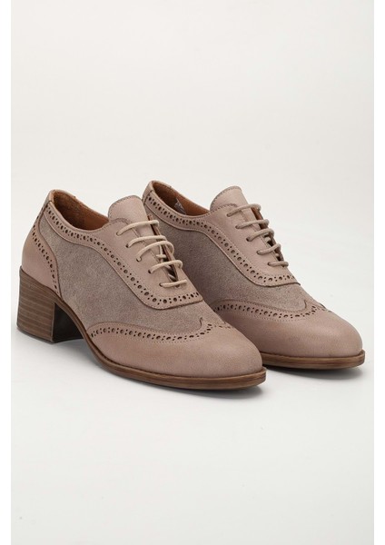 Kadın Hakiki Deri Topuklu Oxford Ayakkabı - Taş fırsatları