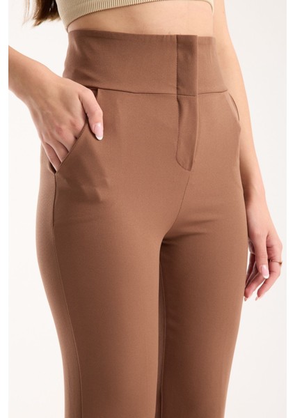 Yüksel Bel Dar Paça Toparlayıcı Kumaş Pantolon modelleri