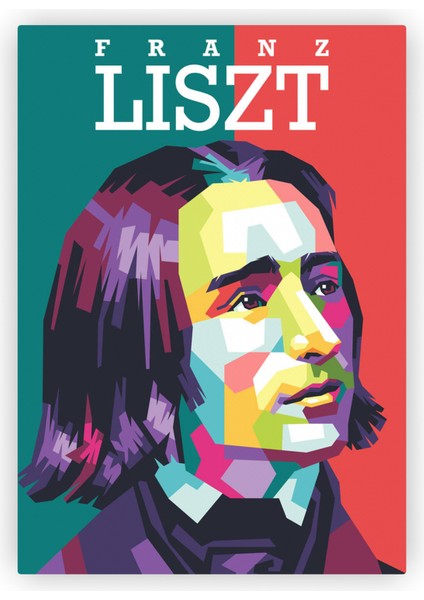 Franz Liszt WPAP Pop Art Ahşap Poster 20 x 29 cm