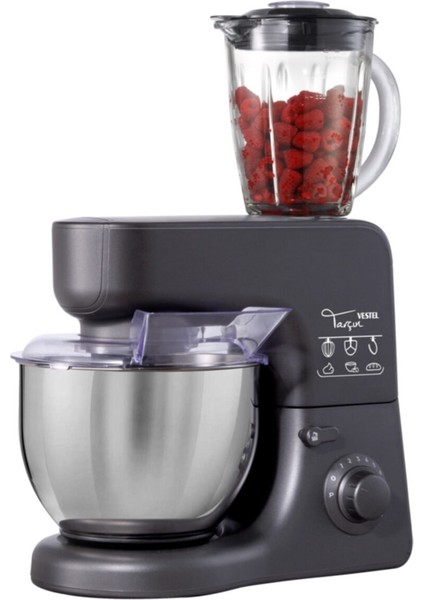 Güçlü 1000W Siyah Stand Mikser, Çırpma, Karıştırma ve Yoğurma Fonksiyonları