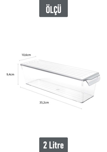 Kapaklı Buzdolabı Düzenleyici Meyve Sebze Saklama Kabı Organizer 2 Litre x 3 Adet fırsatları