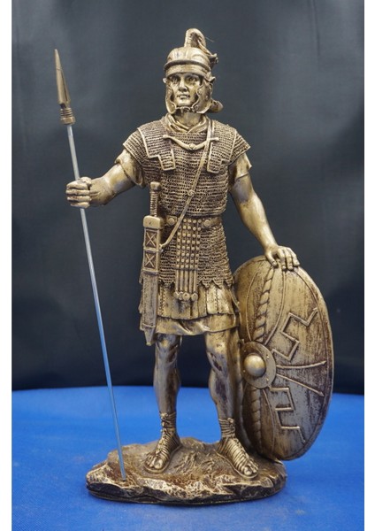 Mızrak ve Kalkanı Ile Roma Savaşçı Heykeli Biblo – Ev Dekor & Hediyelik Aksesuar 32 cm