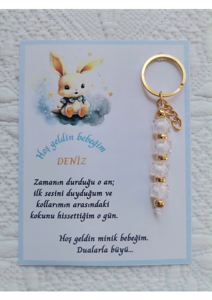 72 Adet Isme Özel Tasarım Beyaz Anahtarlık Hastane Yeni Doğan 40 Mevlidi Dağıtmalık Hediyelik