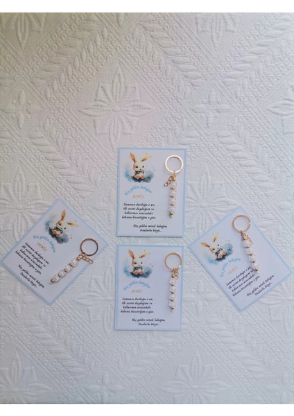 72 Adet Isme Özel Tasarım Beyaz Anahtarlık Hastane Yeni Doğan 40 Mevlidi Dağıtmalık Hediyelik fırsatları