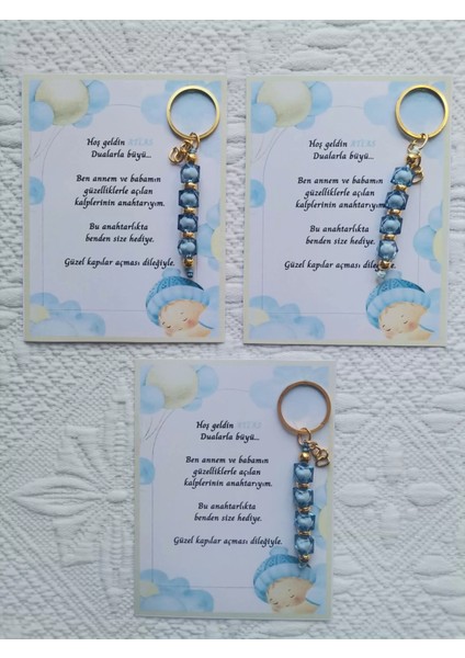 52 Adet Isme Özel Tasarım Mavi Anahtarlık Hastane Yeni Doğan 40 Mevlidi Dağıtmalık Hediyelik modelleri