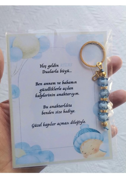 52 Adet Isme Özel Tasarım Mavi Anahtarlık Hastane Yeni Doğan 40 Mevlidi Dağıtmalık Hediyelik indirimleri