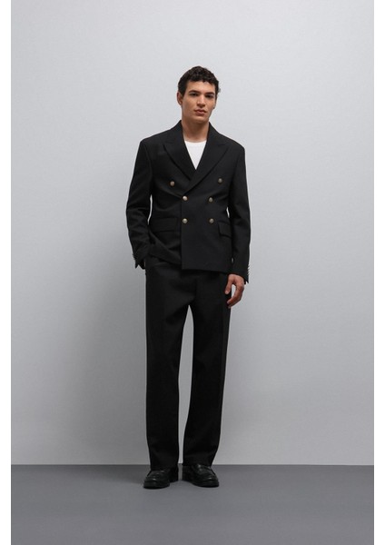 Siyah Kruvaze Erkek Blazer Ceket modelleri