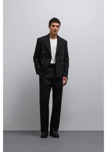 Siyah Kruvaze Erkek Blazer Ceket fırsatları